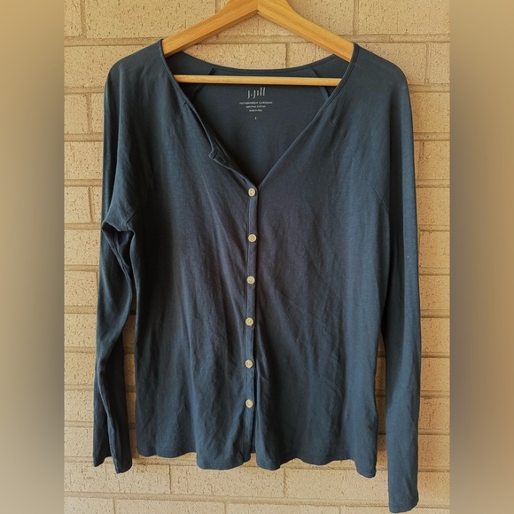 J. Jill Women's Navy Featherweight Cardigan Button Down - Picture 1 of 3